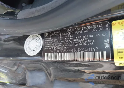 2006 BMW 330Ci from USA, damaged, VIN WBABW53416PZ40162